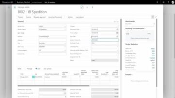 Yrityksen ostotilaus ja laskutiedot Dynamics 365 -näkymässä